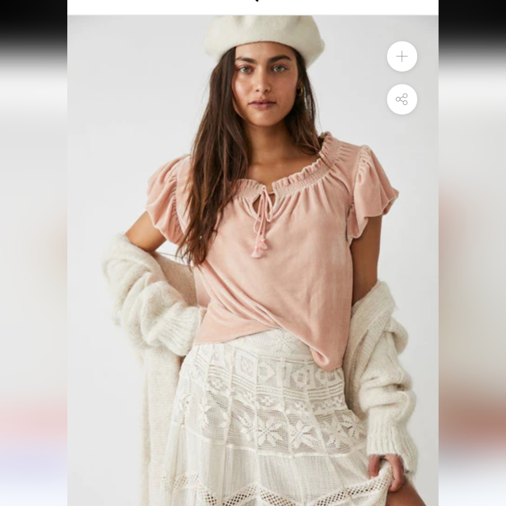 Free people Dusty pink velvet top women's size M
